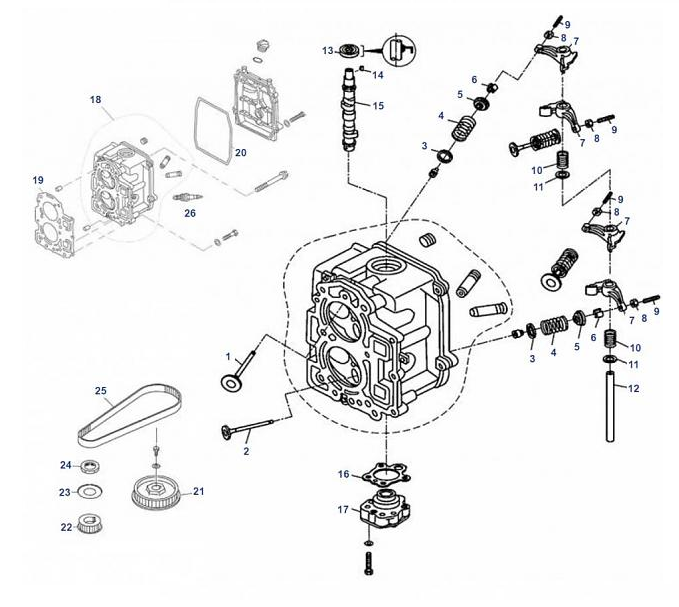 8 & 9.9 pk (209cc) Cilinderkop Onderdelen Mercury