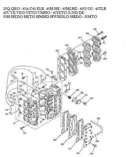 25Q/QEO pk (2-takt) Blok Onderdelen (3 cilinder)
